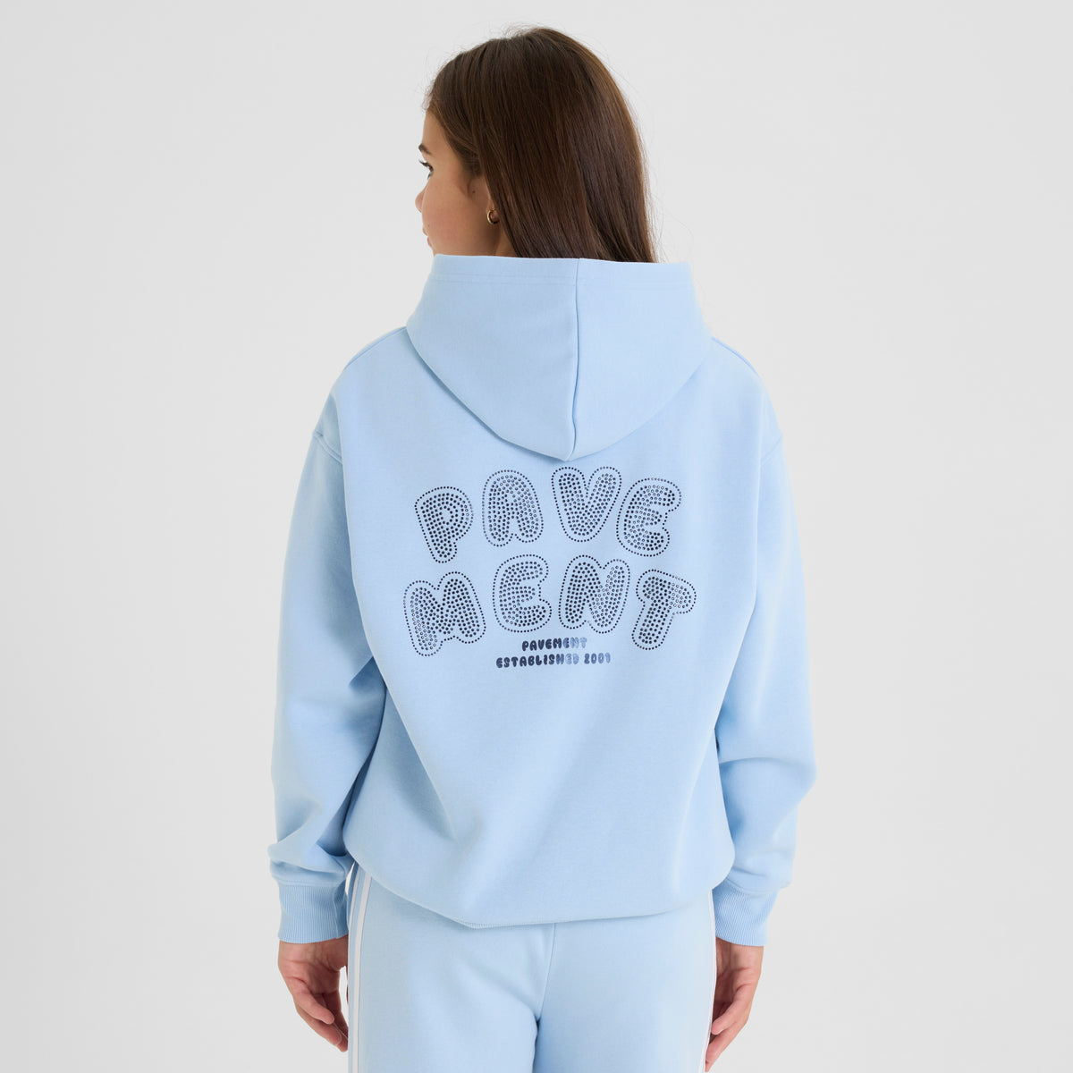 Light Blue Embellished Hoodie