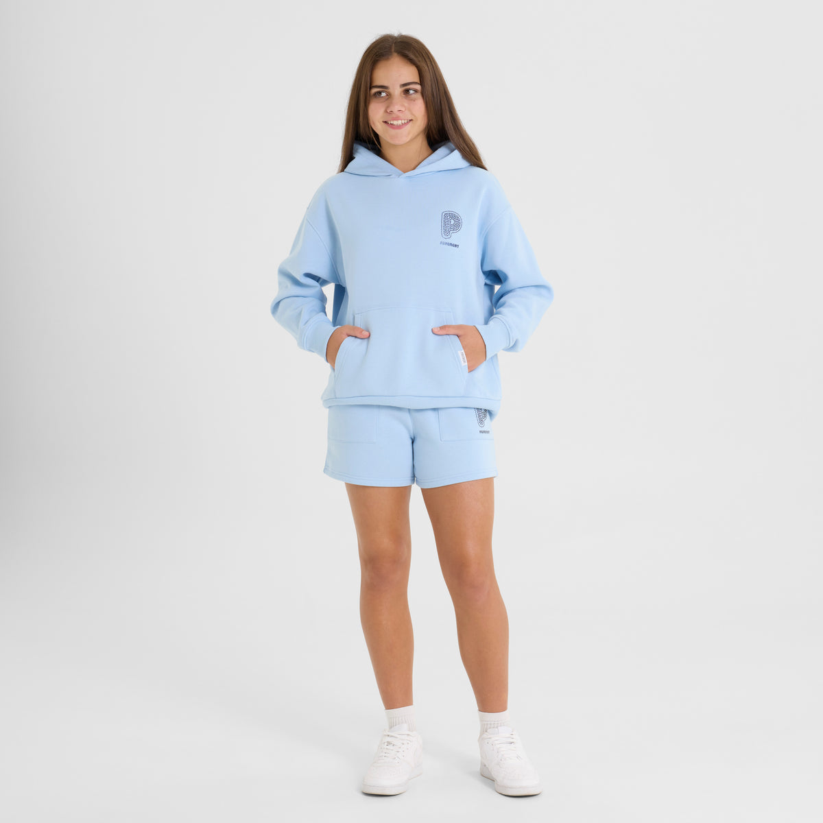 Light Blue Embellished Shorts